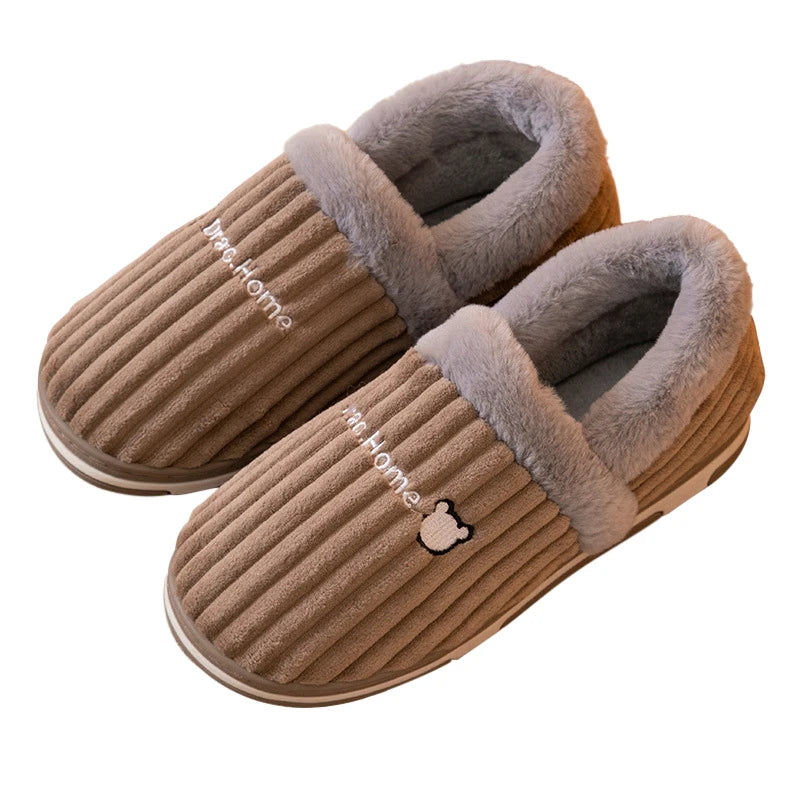 Unisex Warm Plush Winter Slippers Indoor Furry Fluffy Cotton Slides Suitable As Comfortable Home Bedroom Shoe For Men & Women
