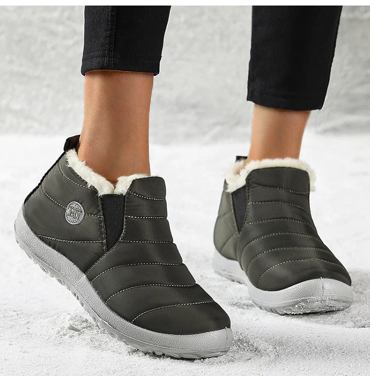 Men's Warm Fur Flat Shoes Waterproof Winter Slip-On Sneakers For Men
