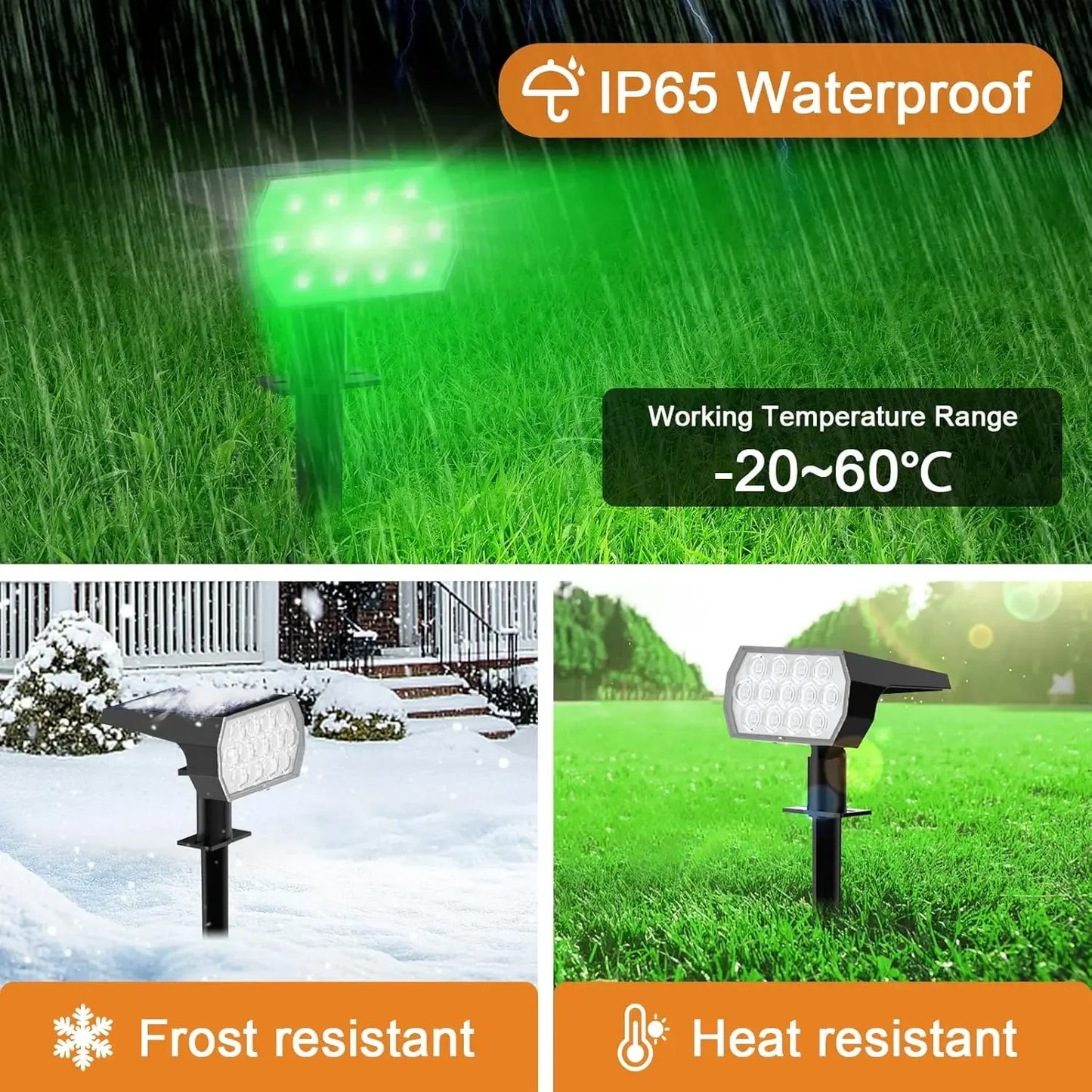 52 LED-Solarstrahler für den Außenbereich, IP65, wasserdicht, mit 3 Modi, Landschaftsbeleuchtung für Gehwege, Hof, Garten