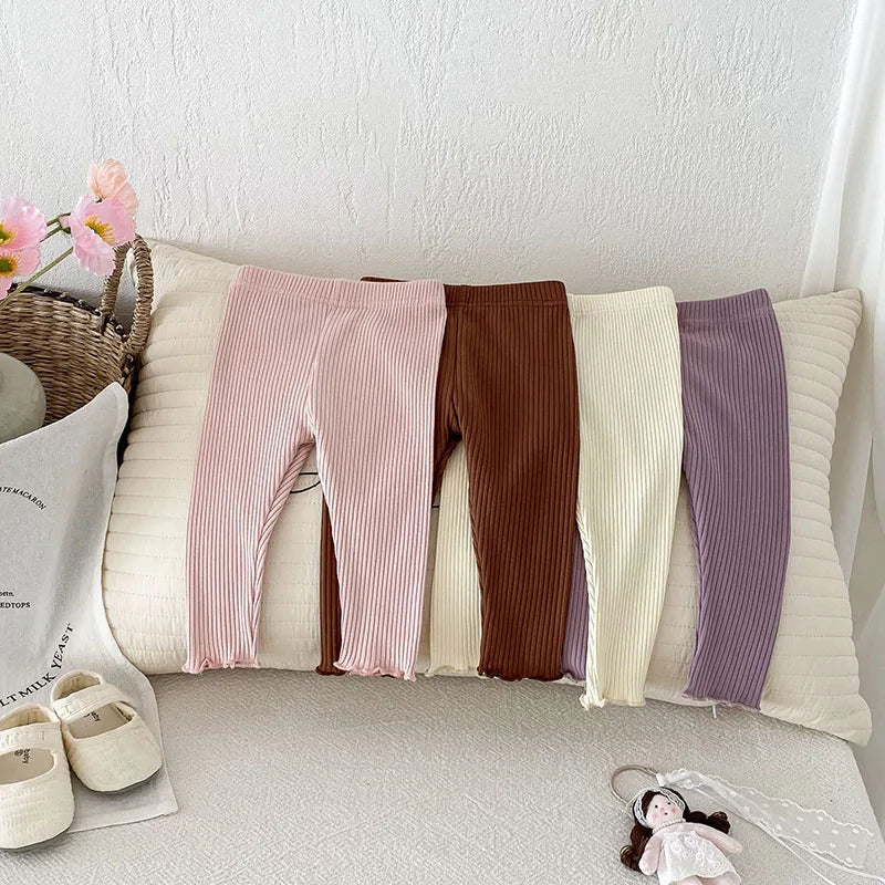 Herfst Baby Leggings Leuke Effen Kleur Meisjes Jongens Pit Strip Skinny Broek Ademende Peuterbroek 6M-3 & Unisex