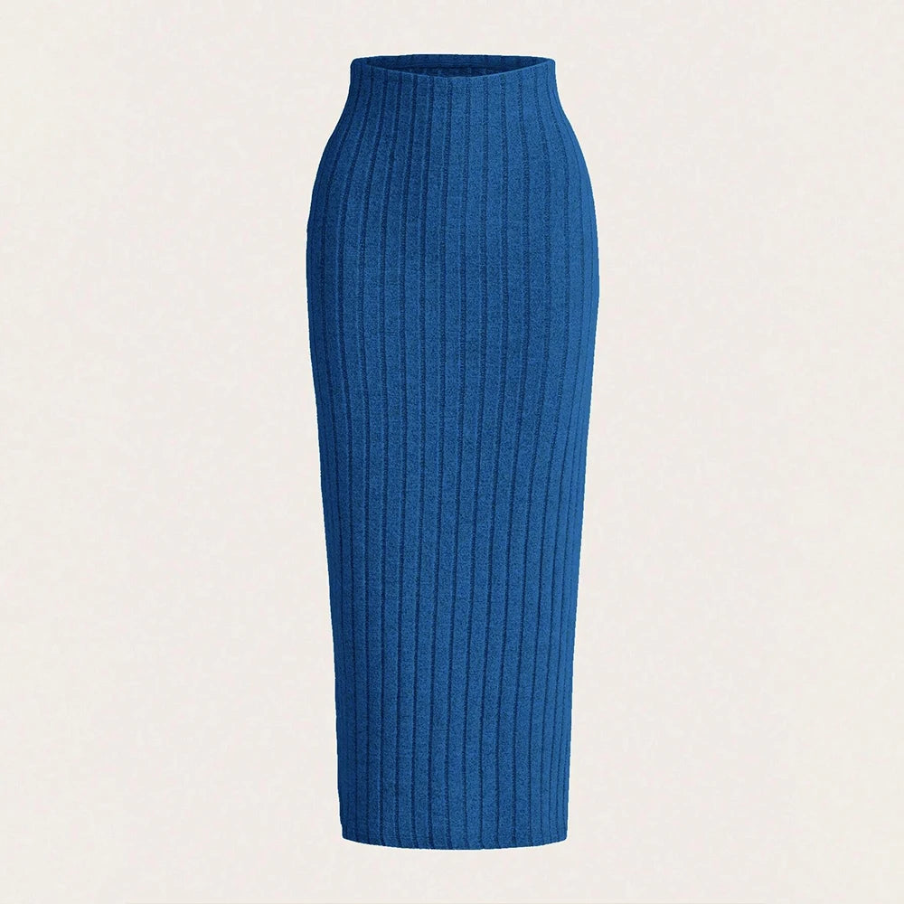 Women's Skirts Autumn Winter Decent Plain Natural Waist MIDI Wrap Casual Skirts