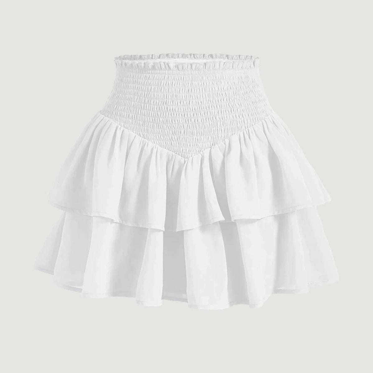 Dames minirok met hoge taille, peplum, gelaagd, casual, alle seizoenen, basic, effen, preppy, uitlopende A-lijn rokken