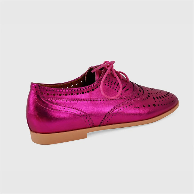 Women Round Toe Hollow Lace-up Loafers Flats Shoes Daily Elegant Flats