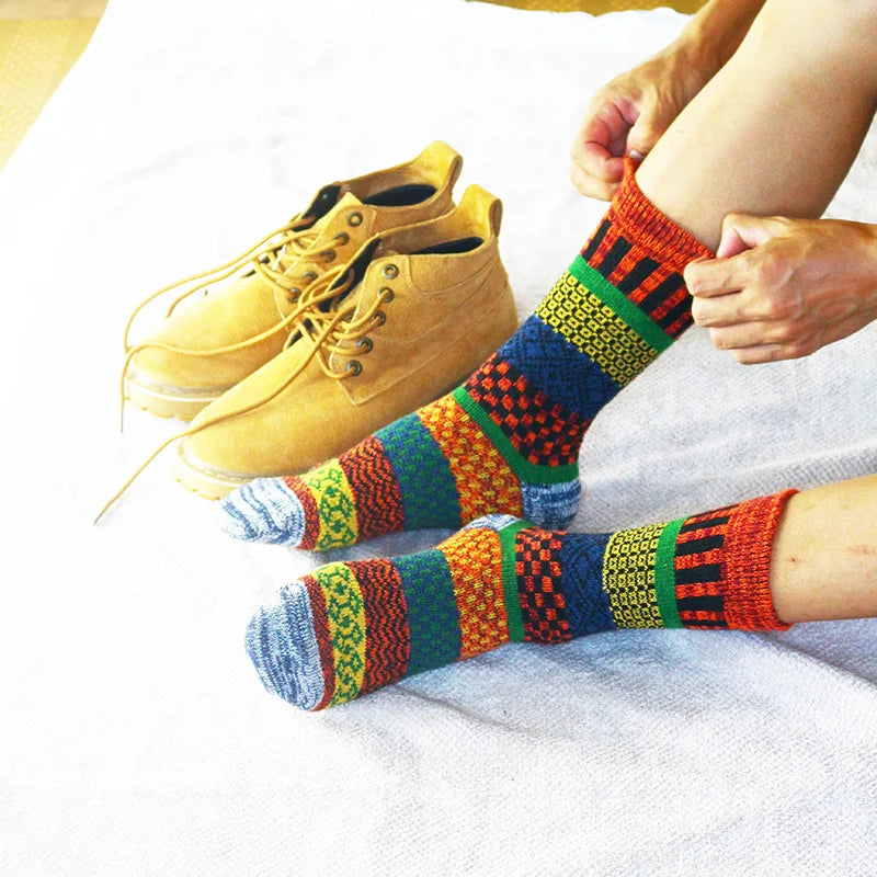 5 paar winter nieuwe dikke warme Harajuku retro mode casual wollen sokken van hoge kwaliteit katoen voor heren