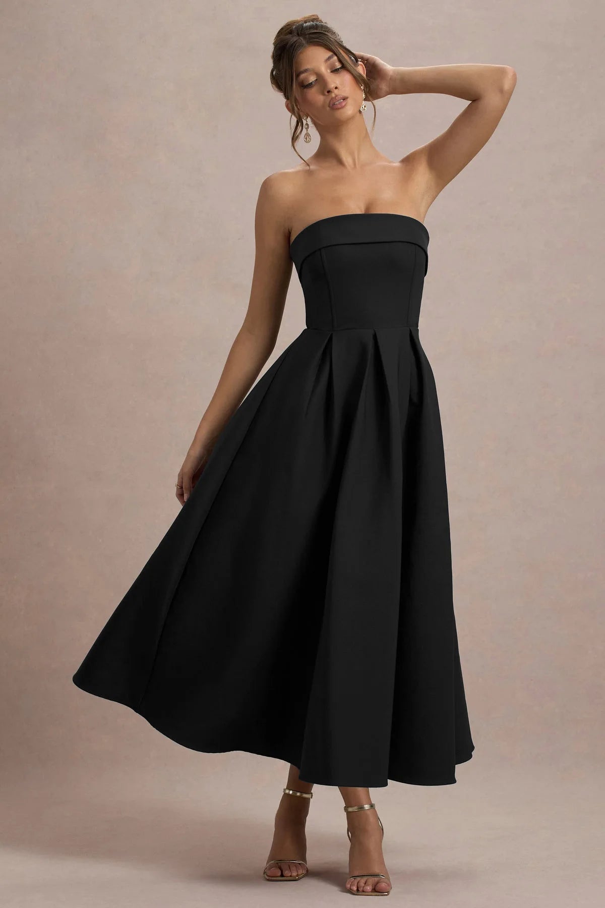 2025 Franse mode elegante lange avondjurk vrouwen high-end effen mouwloze strapless feestjurk chique minimalistische kleding