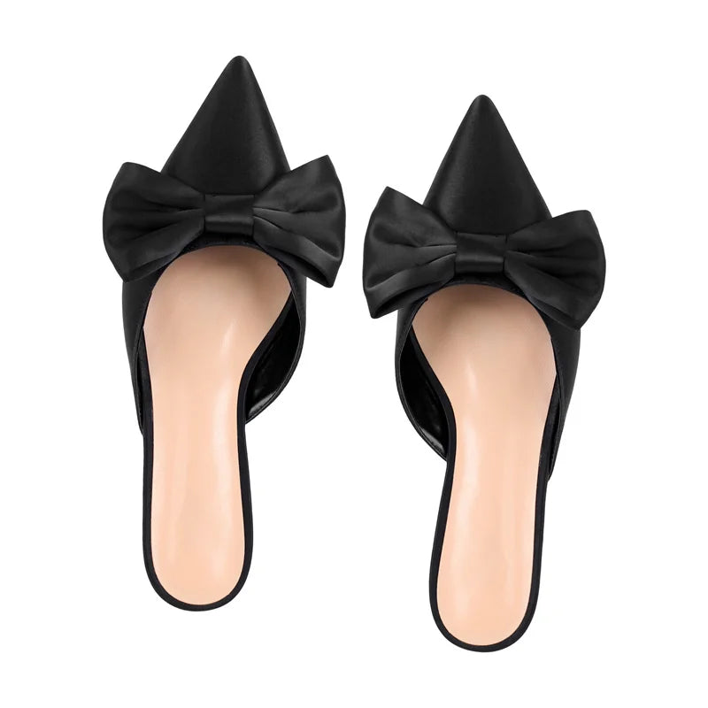 Women Mules Pointed Toe Butterfly-knot Plus Size Shoes