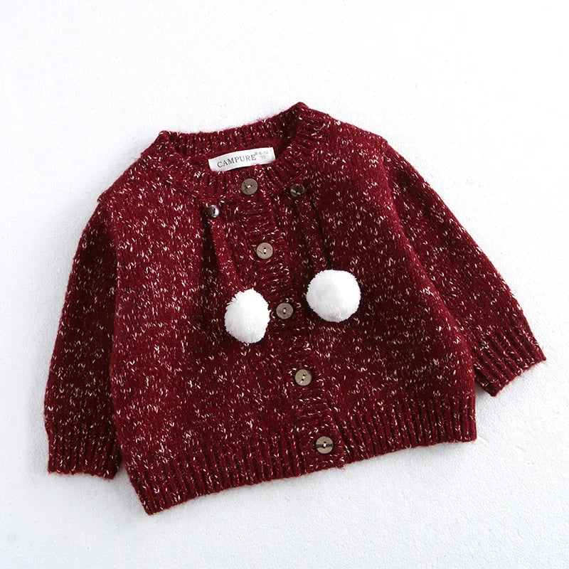 New Year Fashion Knitwear Children's Sweater Boys Loose Cardigans Coat Autumn Winter Girls Knitted Retro Outwear For Kids 0-5Y Unisex