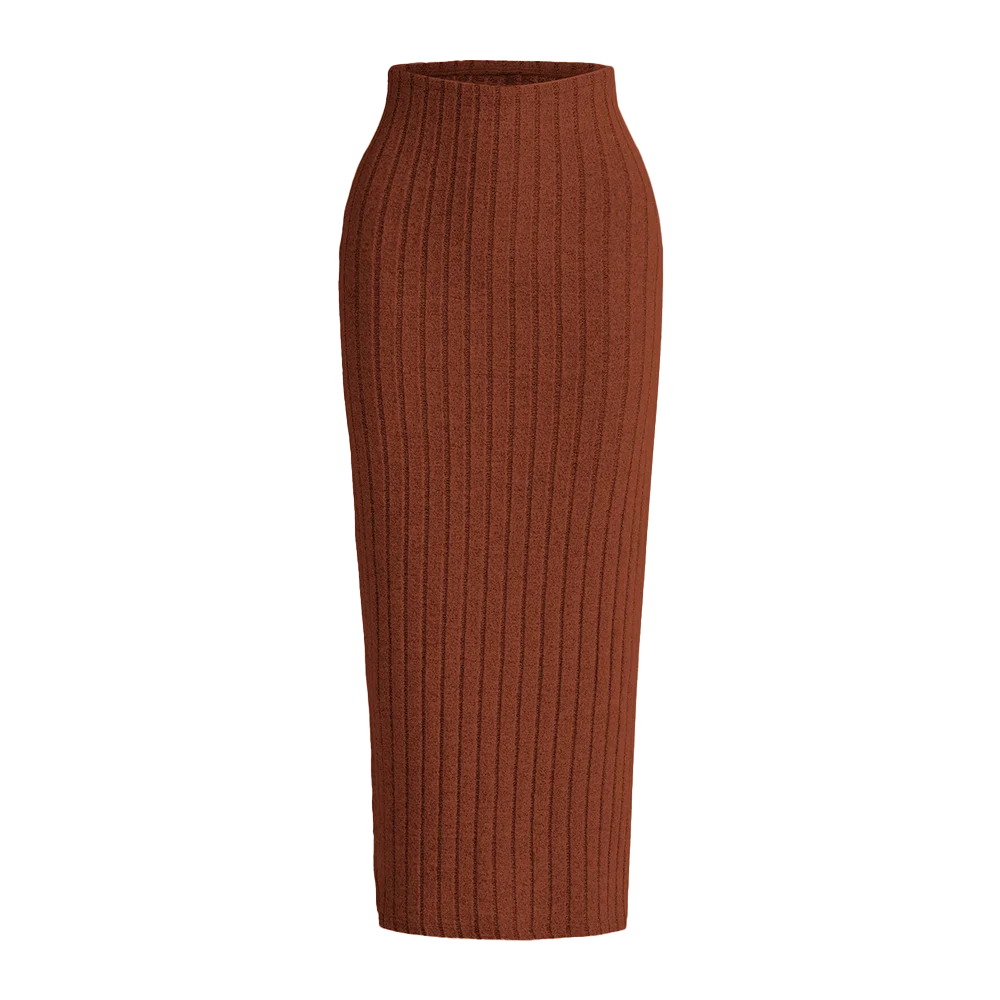 Women's Skirts Autumn Winter Decent Plain Natural Waist MIDI Wrap Casual Skirts