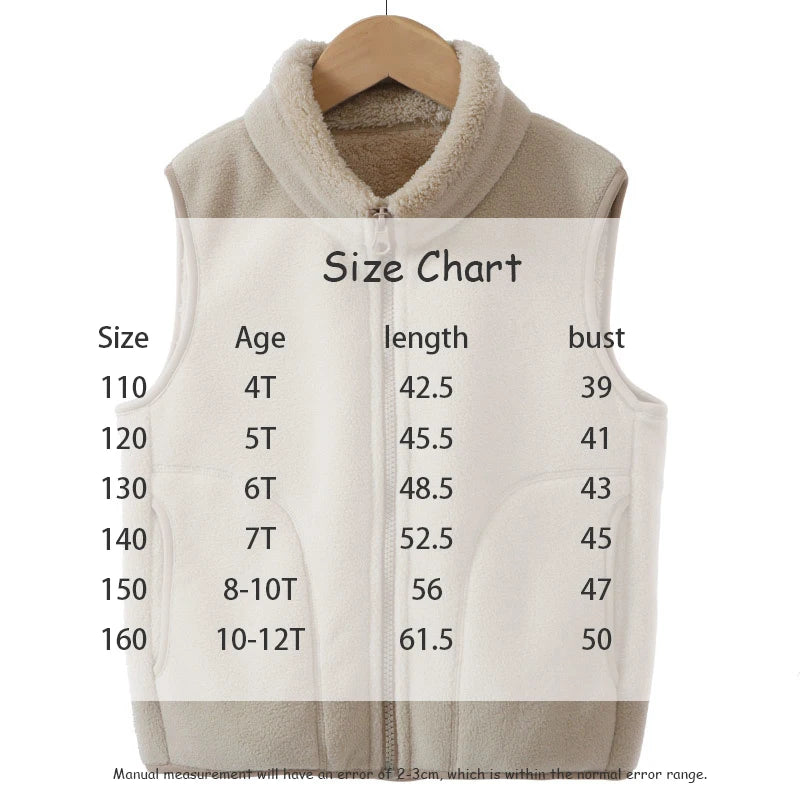 Boys' Winter Warm Vest Solid Colour Big Pocket Waistcoat Zipper Korean Kids Loose Sleeveless Jacket For Children 4-12T