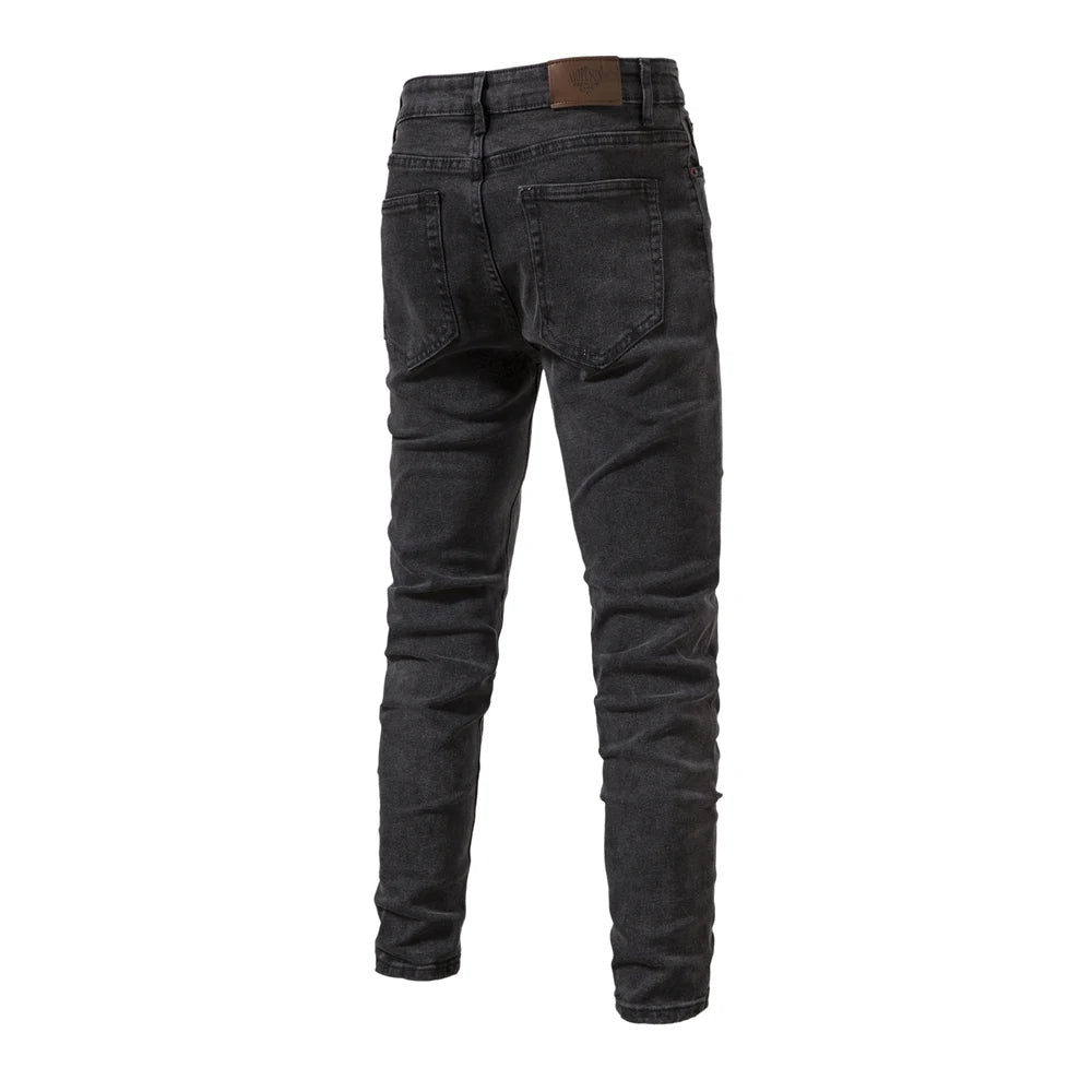 Men's Autumn Denim Jeans Pants Slim Fit Straight Quality Cotton Jeans Business Casual Denim Pants For Men
