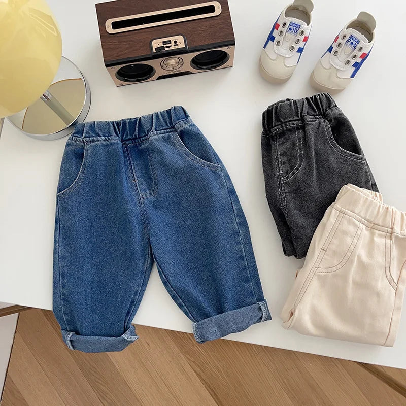 Baby Pants Solid Kids Jeans Casual Boys Denim Pants Soft Girls Fashion Trousers For Children 9M-5T Unisex