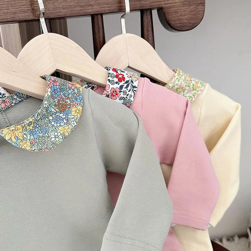 New Spring Baby Shirt Girls Cute Floral Blouse Toddler Outwear Clothes Infant Tops 0-2Y Girls