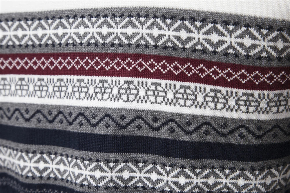 Men's Autumn High Quality Zipper Pullers Warm Winter Cotton Sweaters for Men Ethnic Patterns Casual Male Sweater