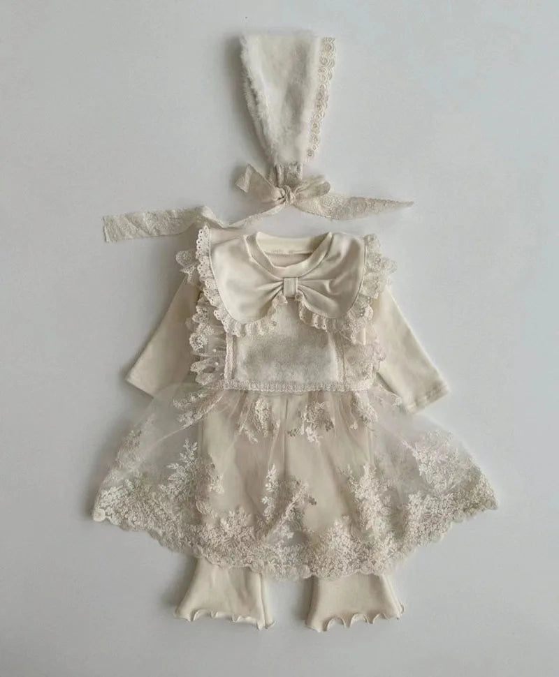 Herfst Baby Kant Bottoming Shirt Peuter Schattig Bloem Strik Kraag Basis Shirt Baby Dunne Lange Mouwen Meisjes Tops 1-3Y Meisjes