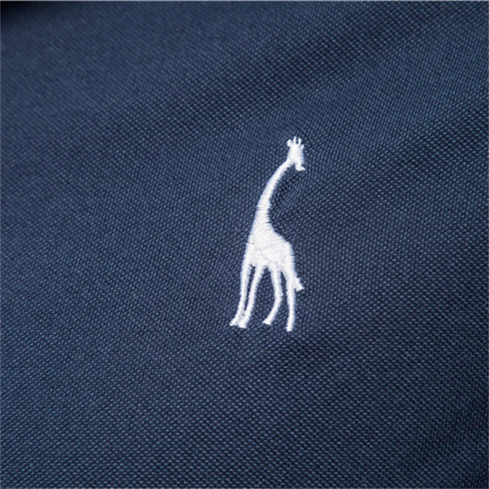 Men's Cotton Polos Giraffe Embroidery Short Sleeve Polo Shirts for Men High Quality Brand Design Polos Men Clothing