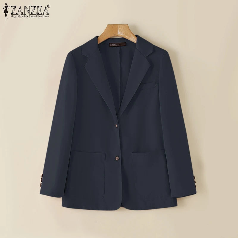 Office Wear Fashion Tops Long Sleeve Elegant Korean Style Women Suit Jackets Streetwear Notched Lapel Casual Blazer