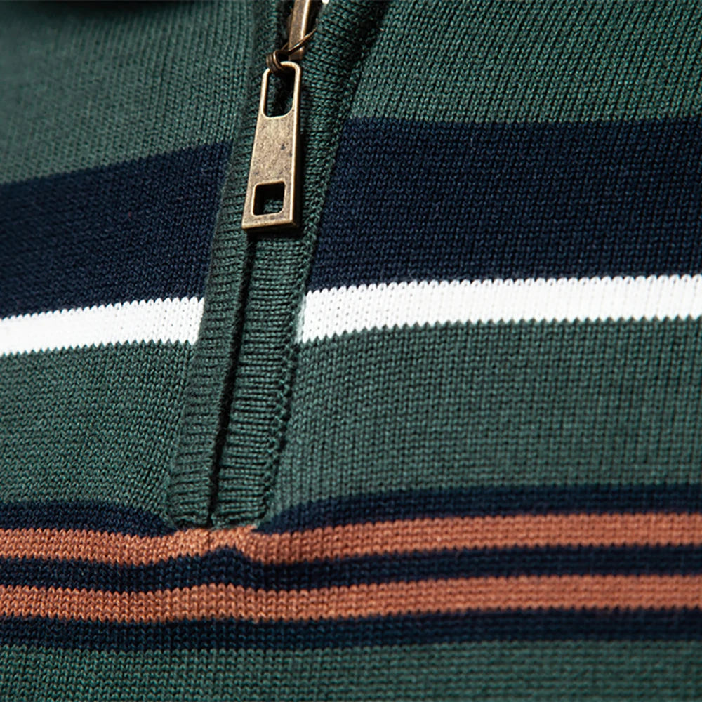 Men's Mock Neck Cotton Pullover Knit Sweaters Casual Business Strip Ribbed Turtleneck Sweaters for Men