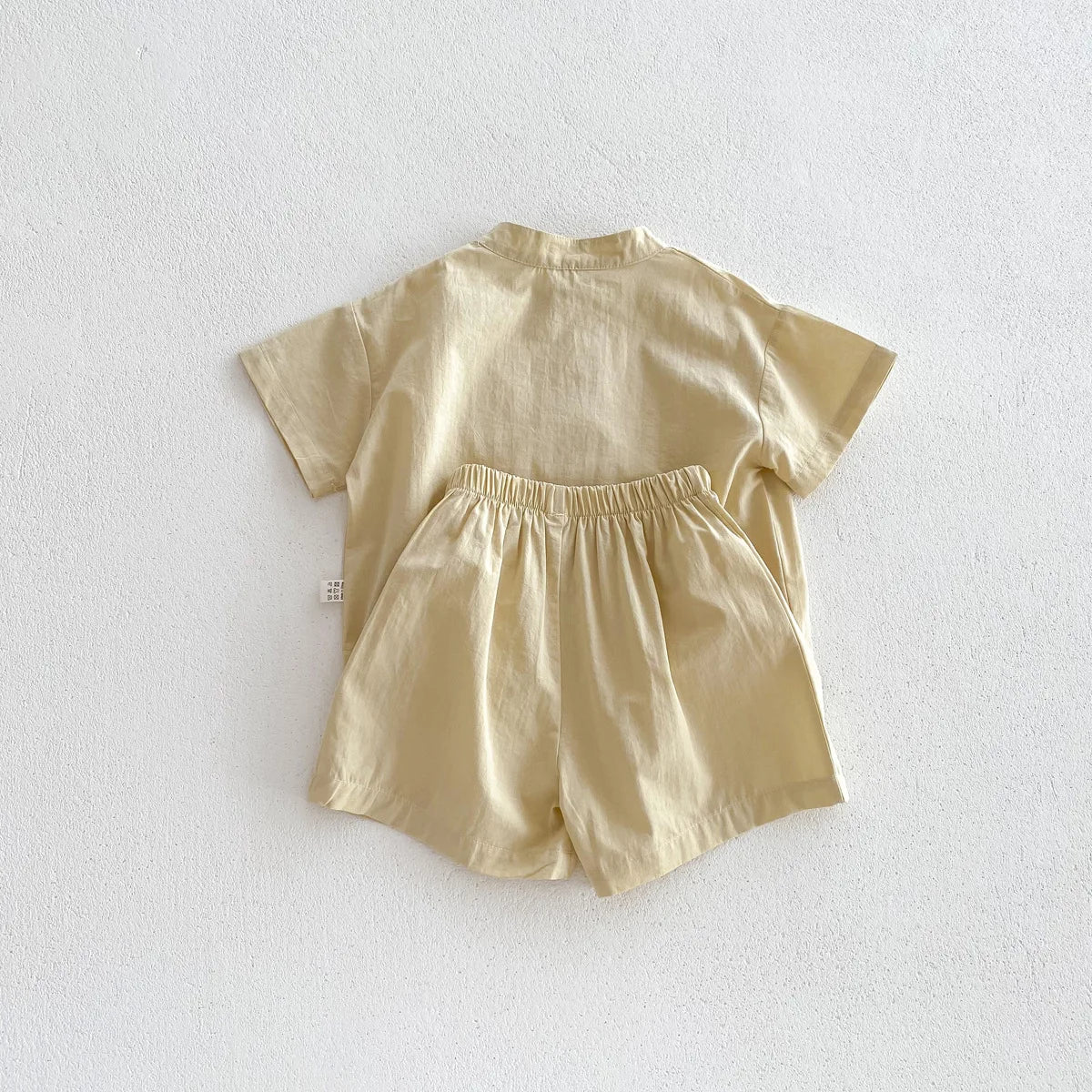 Summer Thin Short Sleeve T-shirt and Shorts Set Small Stand Collar Cool Toddler Boys Baby Girls 2PCS Casual Beach Suits 1-5Y Unisex