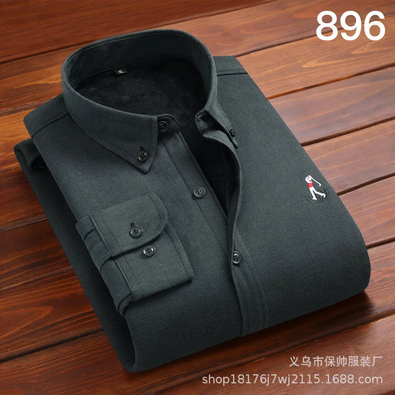Reversknopf Allgleiches Stickerei Warme Hemden Herrenbekleidung Herbst Neue Übergroße Casual Tops Lose Koreanische Hemd