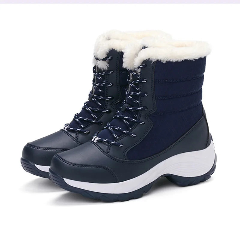Women's Boots Snow Solid Shoes Woman Platform Women Shoes 2025 Trend Mid Women's High Boots Plush Women Boots Botas Mujer