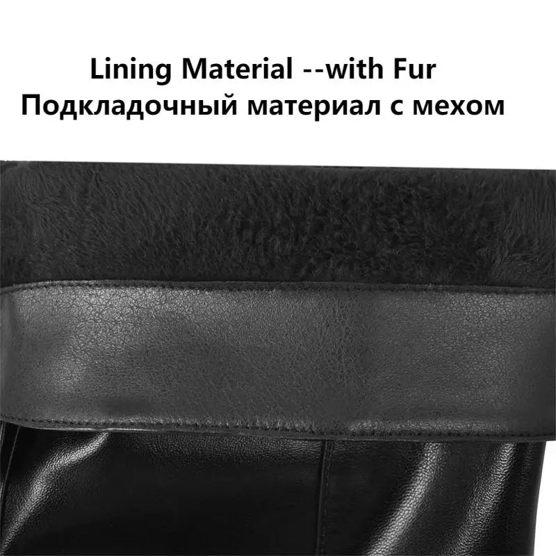 Women Black Matte Knee High Boots High Heeled Winter Warm Woman Fashion Snow Motorcycle Boots
