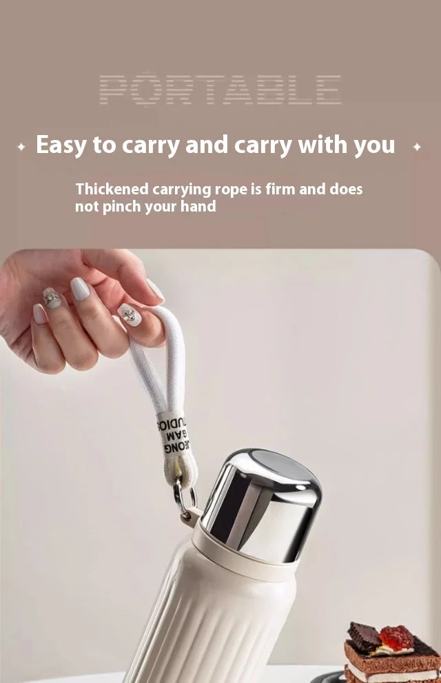 Vakuumisolierte Thermosflasche aus Edelstahl 316 – 24/12 Stunden Heiß-/Kältespeicherung, auslaufsicher, minimalistisches Design, Reisebecher für Büro und Auto