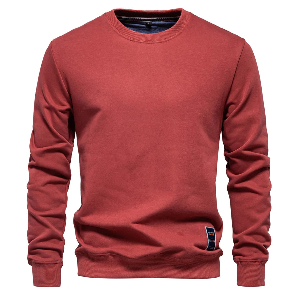 Men's Cotton-Blend Crew Neck Solid Colour Sweatshirts Pullover Casual Sport Sweatshirt for Men