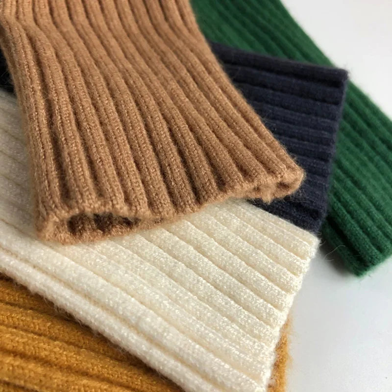 Kids Sweaters Solid Girls Sweater Brief Boys Pullover Turtleneck Knitwear For Children 1-7Y Unisex
