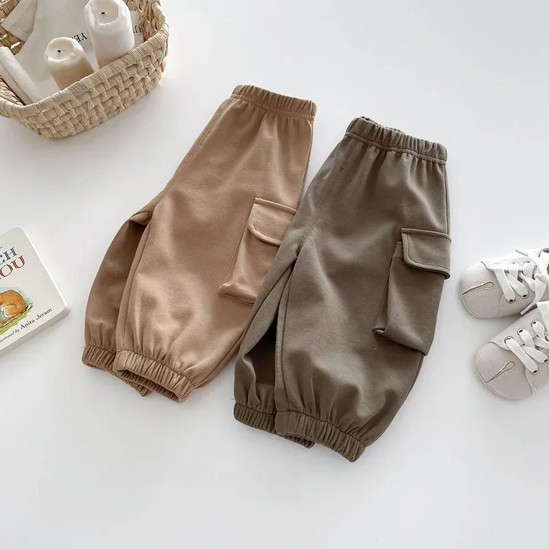 Nieuwe herfst kinderbroeken jongens meisjes effen kleur casual harembroek kinderen baby simplicity cargo broek 0-5T unisex