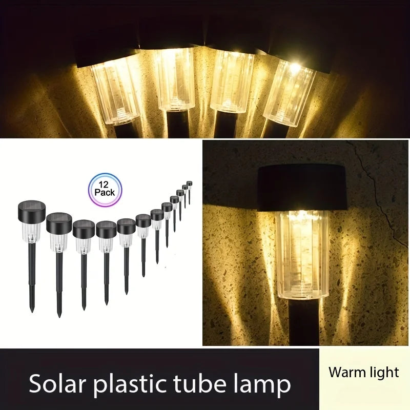 12 stuks zonne-buitenverlichting, zonne-tuinverlichting, LED-tuinverlichting, waterdichte padverlichting, decoratieve loopbrug, gazon, patio, tuin