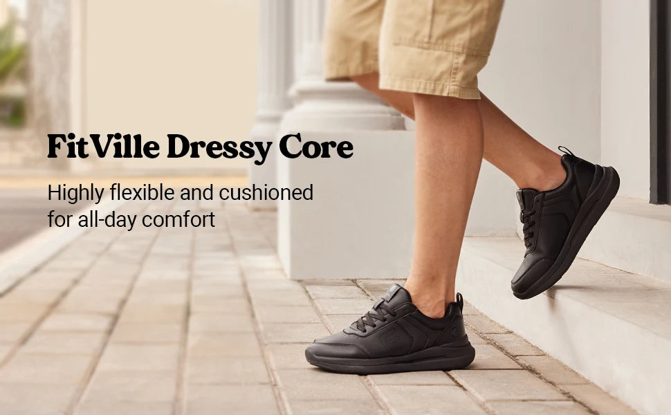 Men's Casual Leather Shoes Wide Width Walking Shoes Outdoor Lightweight for Swollen Feet Relieve Foot Pain