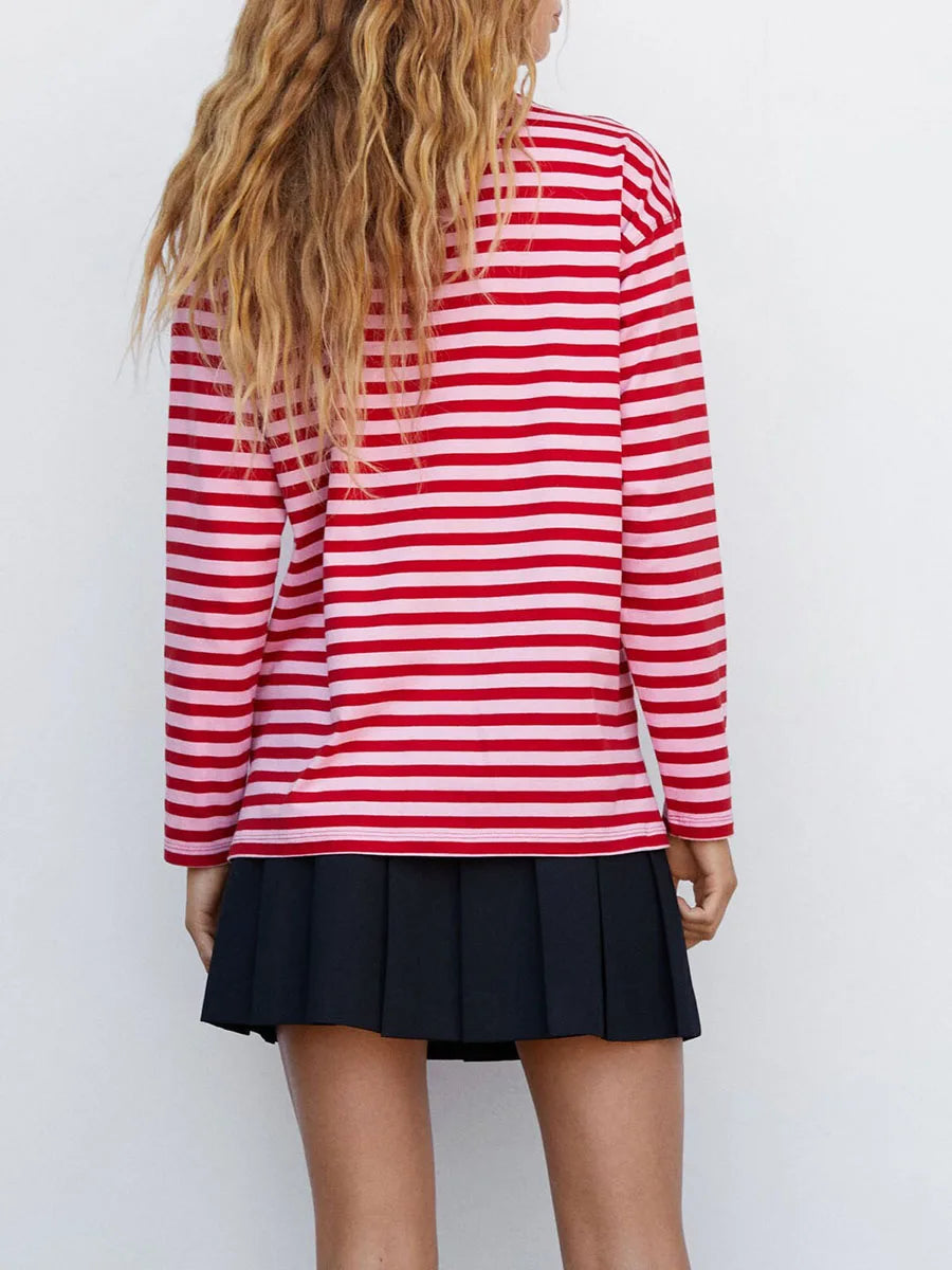Women Teen Girls Fairy Grunge Tops Clothes Y2k Striped Long Sleeve Fit Crop Tops Baby Tee Autumn Vintage Streetwear T-Shirt