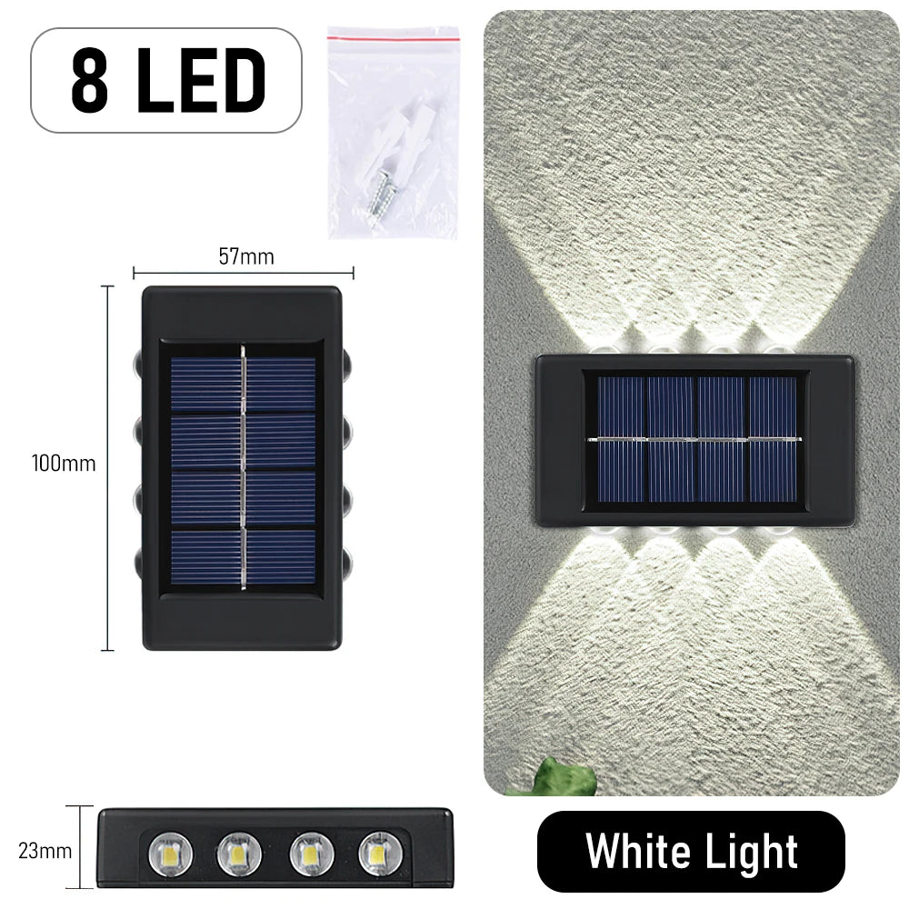 10 LED Solar Wandlamp Buiten Waterdicht Zonne-energie Licht Omhoog en Omlaag Verlicht Huis Tuin Veranda Tuindecoratie