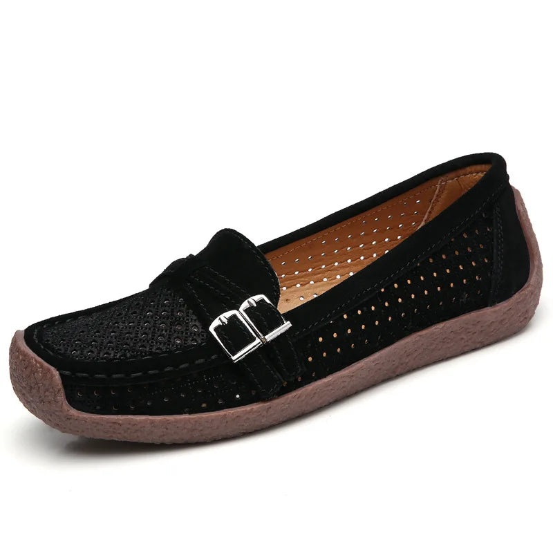 Women's Female Ladies Mother Shoes Sandals Platform Flats Slip On Hollow Summer Cool Moccasins Vulcanized Shoes 41 42