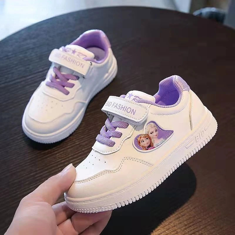 Unisex Children's Casual Shoes White Frozen Princess Elsa Anna Flats Light Running Soft Soles Fashion Brand Shoes