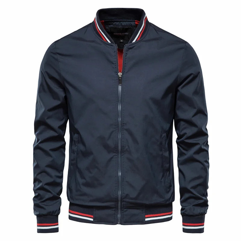 Solid Colour Bomber Jacket Men's Casual Slim Fit Baseball Jackets Autumn Fashion High Quality Jackets for Men