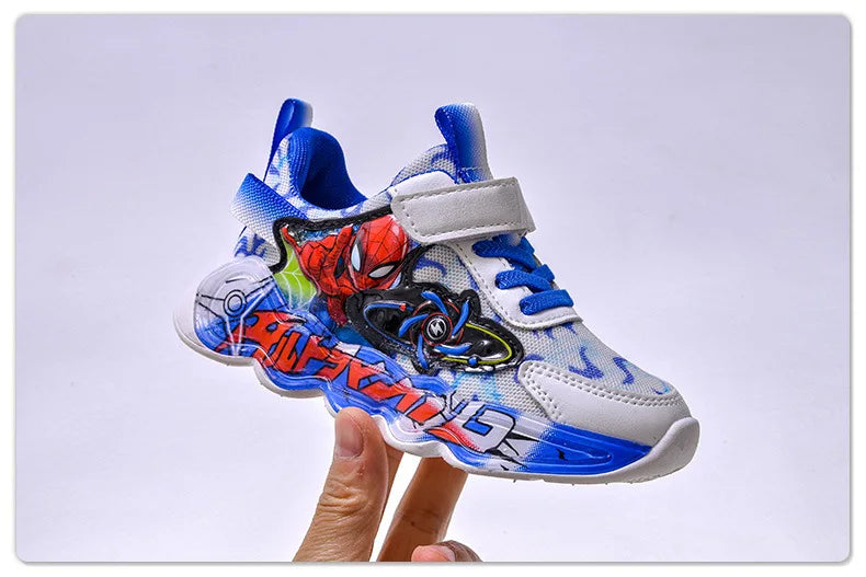 Disney Spider-Man Boys LED Light Up Sneakers Red/Blue Kids Anti-Slip Outdoor Shoes Spring All-Day Comfort Size 21-31