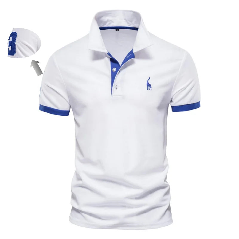 Men's Cotton Polos Giraffe Embroidery Short Sleeve Polo Shirts for Men High Quality Brand Design Polos Men Clothing