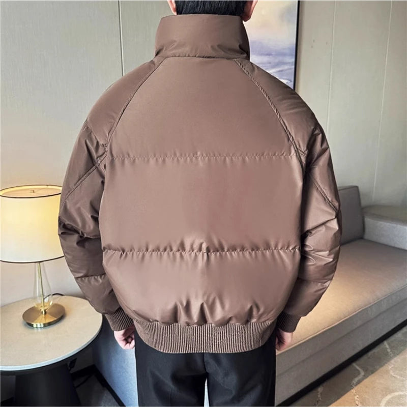 Men's Loose and Casual Thickened Down Jacket With Stand-Up Collar, Suitable For Daily Commuting, Autumn, Winter, and Leisure