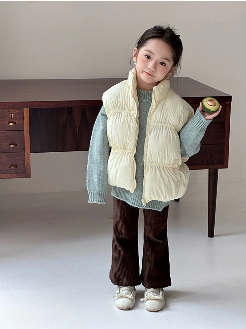 New Autumn & Winter Kids Vest Children's Thickened Turtleneck Waistcoat Korean Style Girls Boys Trendy Warm Outwear 2-6Y Unisex