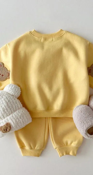 New Kids Clothing Set Bear Embroidery Girls Boys Track Suit O Neck Hoodie And Pants 2PCS Clothes Suit 1-6Y Unisex