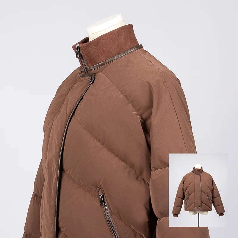Women's High Quality Luxury Winter Puffer Jacket, White Goose Down Coats For Ladies