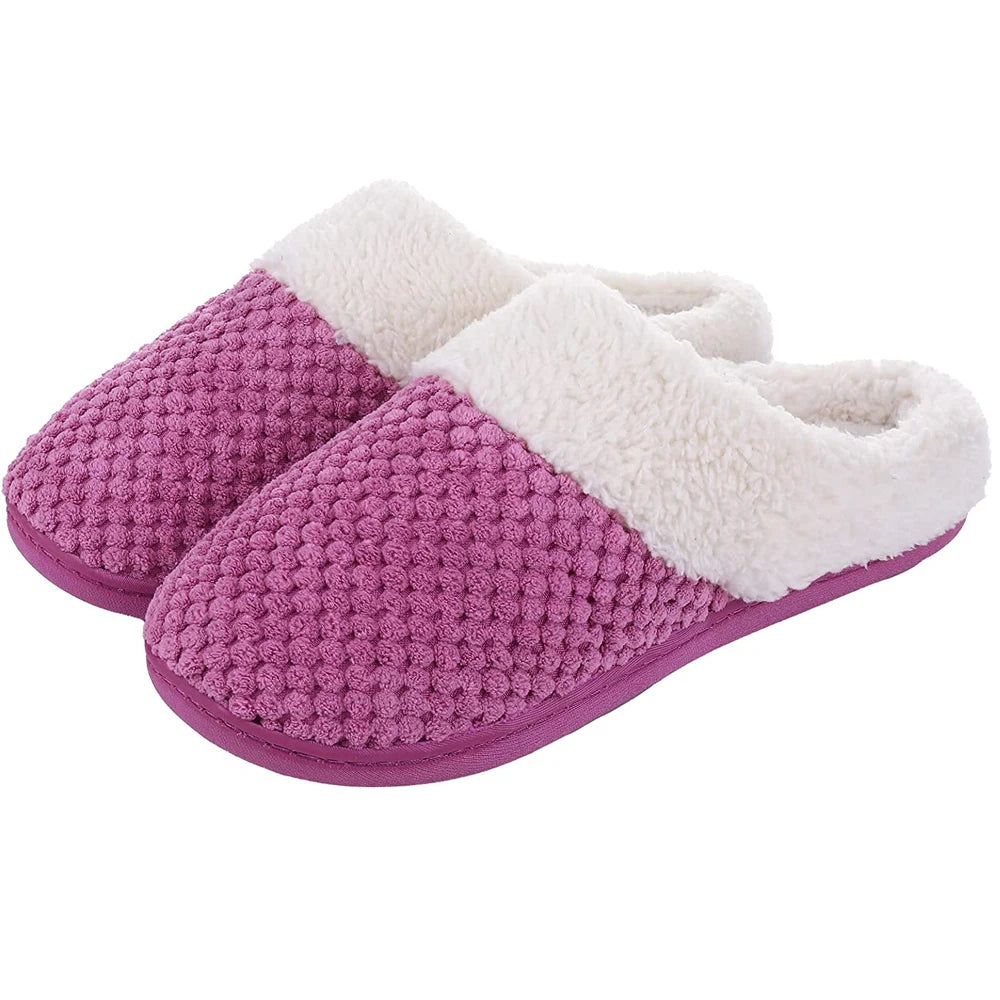 Unisex Winter Fur Slippers Warm Cosy Plush Fluffy Home Cotton Shoes Plush Anti-Skid and Indoor Furry Slippers For Men & Women