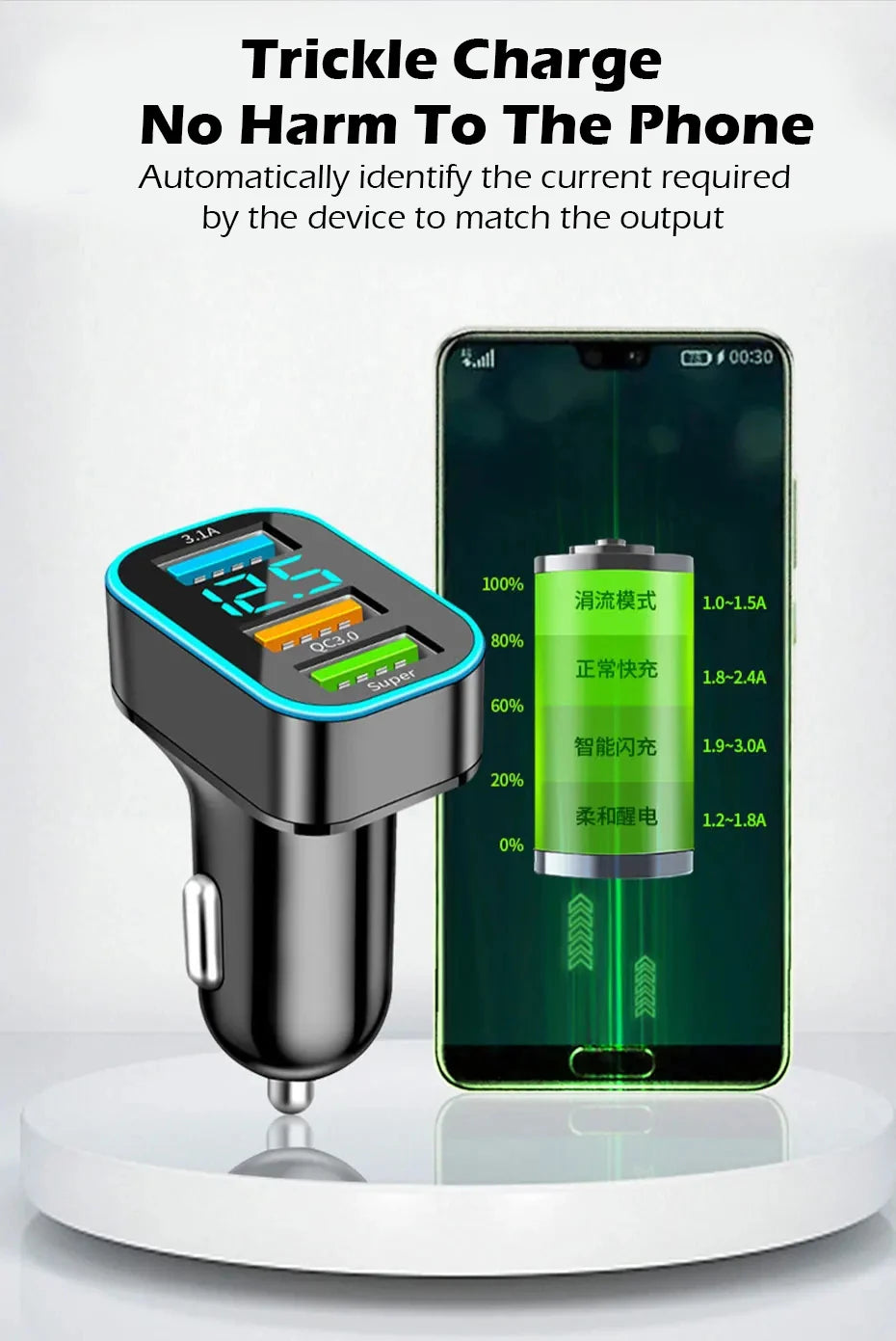 66W Autolader 3 Poorten USB Auto Sigarettenaansteker Snel Opladen Auto Telefoon Oplader Adapter Voor HUAWEI iPhone Samsung Xiaomi