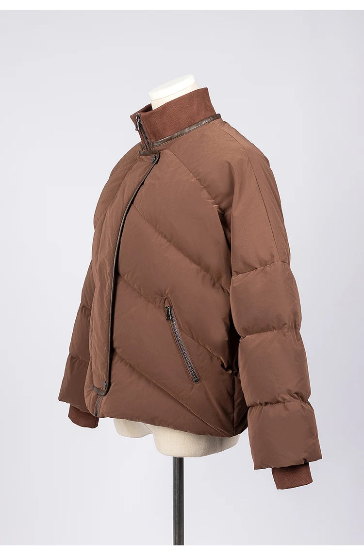 Women's High Quality Luxury Winter Puffer Jacket, White Goose Down Coats For Ladies