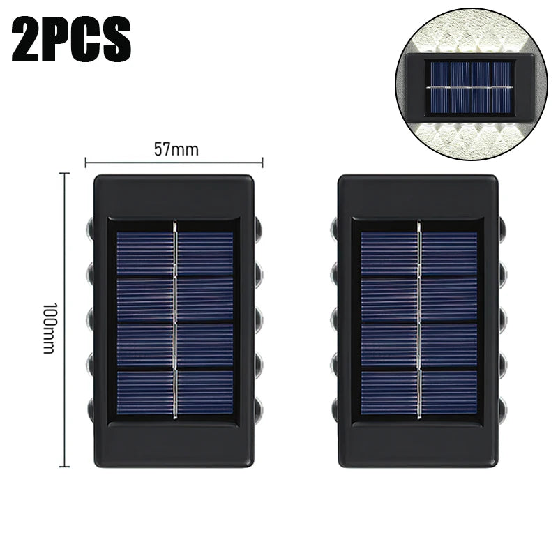 10 LED Solar Wandlamp Buiten Waterdicht Zonne-energie Licht Omhoog en Omlaag Verlicht Huis Tuin Veranda Tuindecoratie