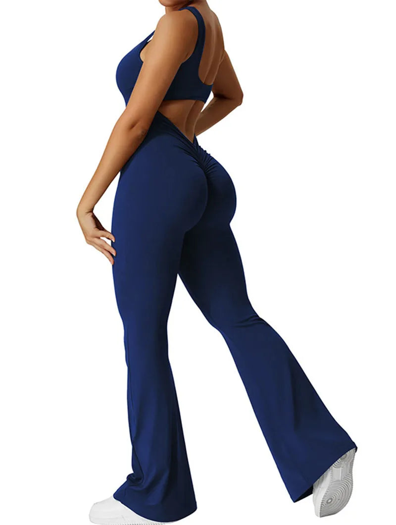 Sexy strakke jumpsuits voor dames, effen kleur, uitgehold, rugloos, mouwloos, yoga-rompertjes, vrouwelijke stretch, workout, liftende heupen, bodysuits