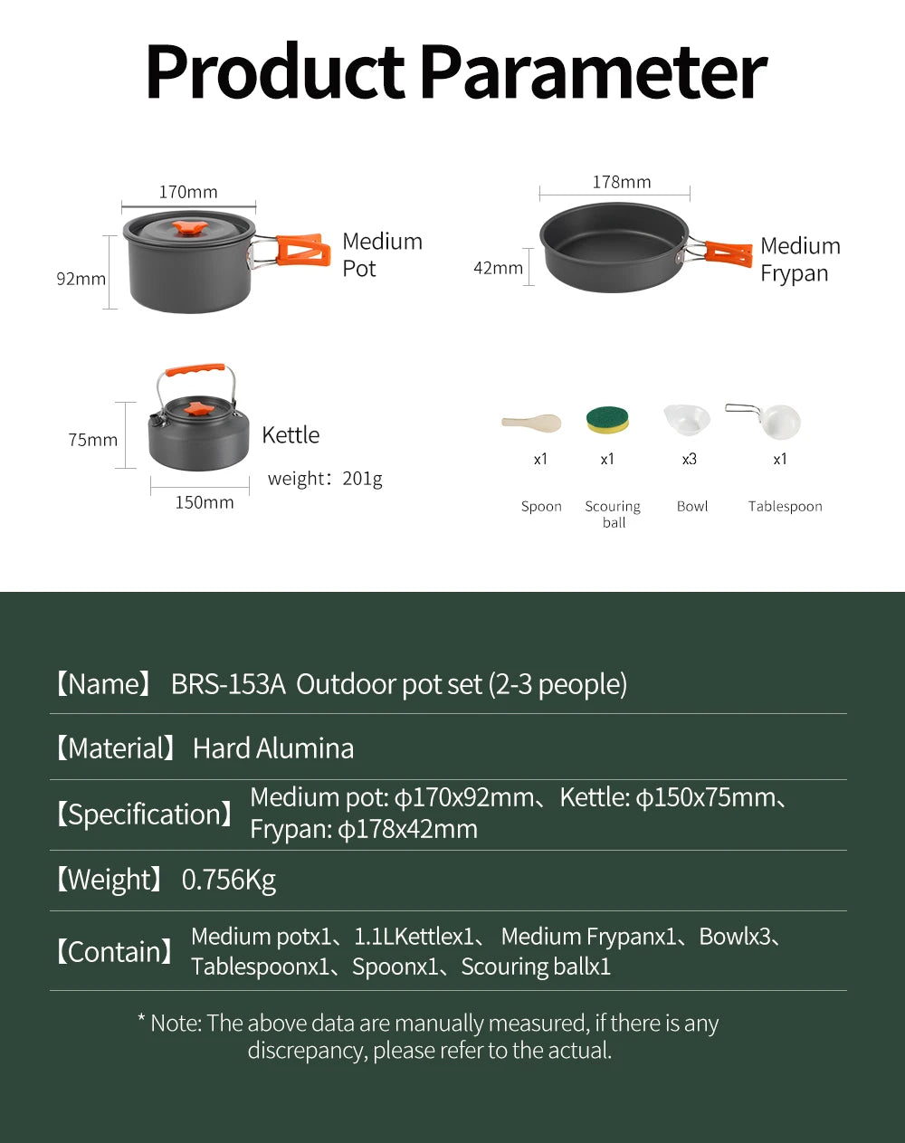BRS 1set Camping Cookware Kit Outdoor Portable Aluminum Cooking Set Pots Dishes Bowler Kitchen Equipment Gear for Cooking Picnic