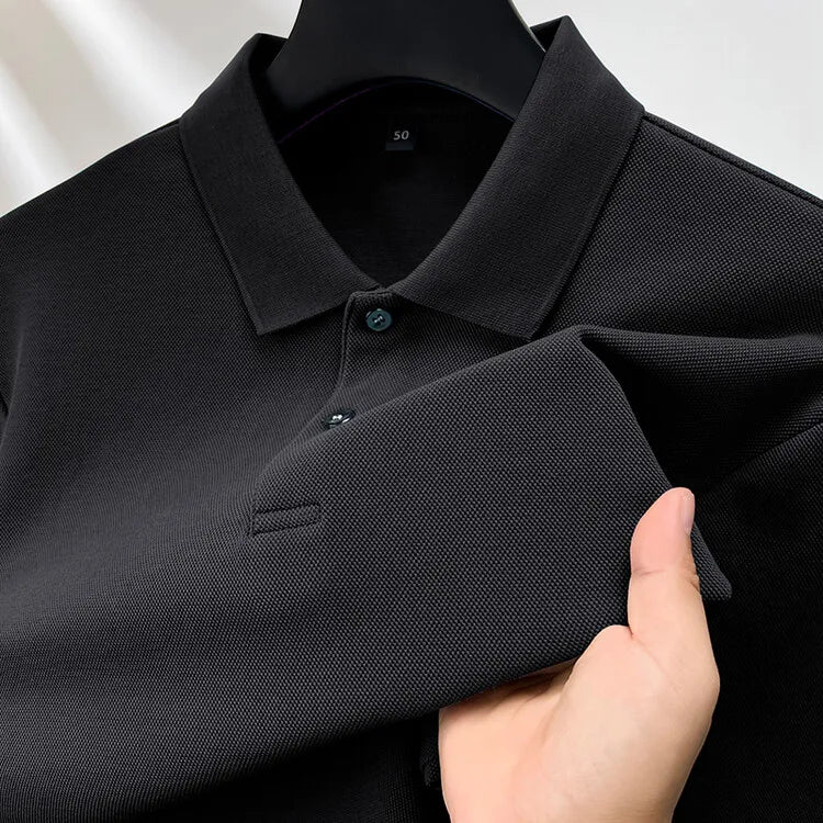 Men's 100% Cotton Polo Shirt, Four Seasons Universal Leisure Long Sleeve, Breathable Lapels T-shirt, Perfect and Durable for Golf Sports