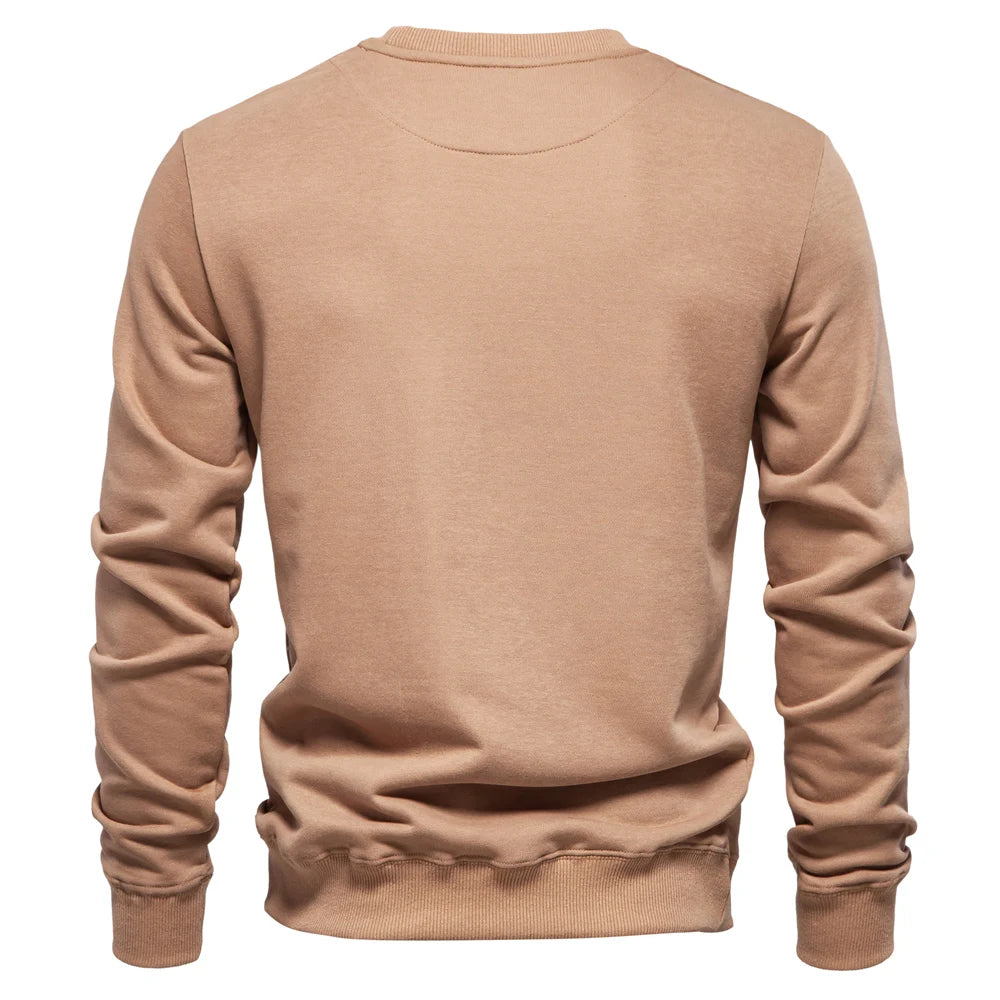 Men's Cotton-Blend Crew Neck Solid Colour Sweatshirts Pullover Casual Sport Sweatshirt for Men